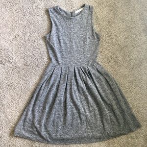 Gray Pleated Cotton Dress with Pockets